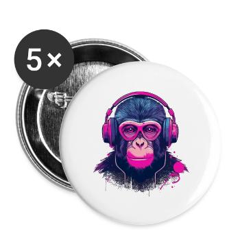 Monkey Beats - Buttons large 2.2''/56 mm (5-pack) - white - Front