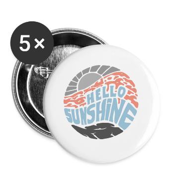Bonjour Sunshine! Été, soleil, vacances - Lot de 5 grands badges (56 mm) - blanc - Devant