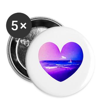 Strand Sonne Sommerurlaub Palme Insel Palmen - Buttons groß 56 mm (5er Pack) - Weiß - Vorne