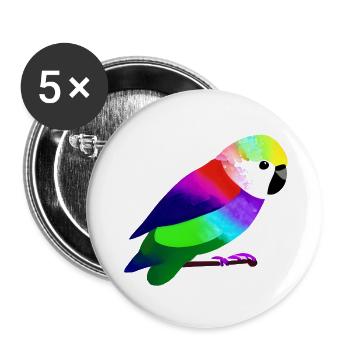 Budgie Bird Owner Bird Cockatiel - Buttons large 2.2''/56 mm (5-pack) - white - Front