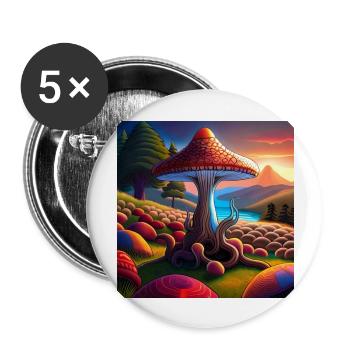 Mushroom comic - Buttons groß 56 mm (5er Pack) - Weiß - Vorne