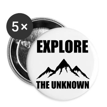 Explore the unknown - Hiking, Nature, Adventure - Buttons large 2.2''/56 mm (5-pack) - white - Front