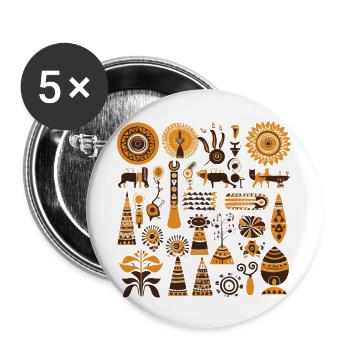 Folklore africain - Lot de 5 grands badges (56 mm) - blanc - Devant