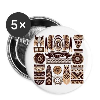 Folklore africain - Lot de 5 grands badges (56 mm) - blanc - Devant