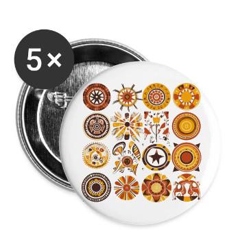 Folklore africain - Lot de 5 grands badges (56 mm) - blanc - Devant