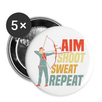 Aim Shoot Sweat Repeat Bow & Arrows Target Archery - Buttons large 2.2''/56 mm (5-pack) - white - Front
