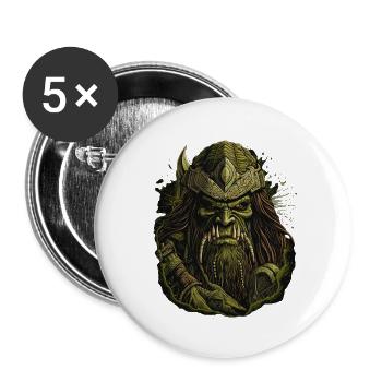 Dynamic artwork: fierce Greenskin warrior. - Buttons large 2.2''/56 mm (5-pack) - white - Front
