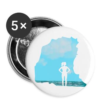 Bouldering \ Climbing - Woman in front of rocks - Buttons large 2.2''/56 mm (5-pack) - white - Front