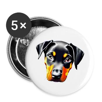 Doberman Trainer Doberman Dog Doberman Puppy - Buttons large 2.2''/56 mm (5-pack) - white - Front