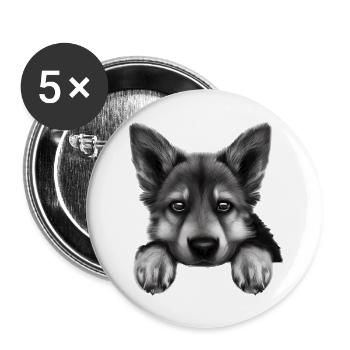 Propriétaire de chien Berger allemand Chien Chiot - Lot de 5 grands badges (56 mm) - blanc - Devant