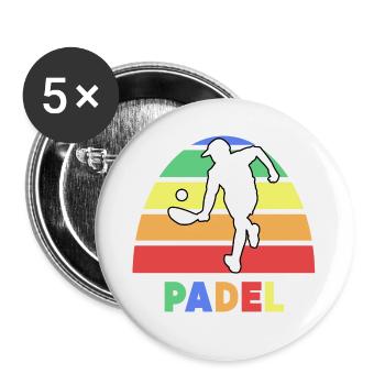 Padelspiel Padel-Tennis Spieler Spruch Training - Buttons groß 56 mm (5er Pack) - Weiß - Vorne