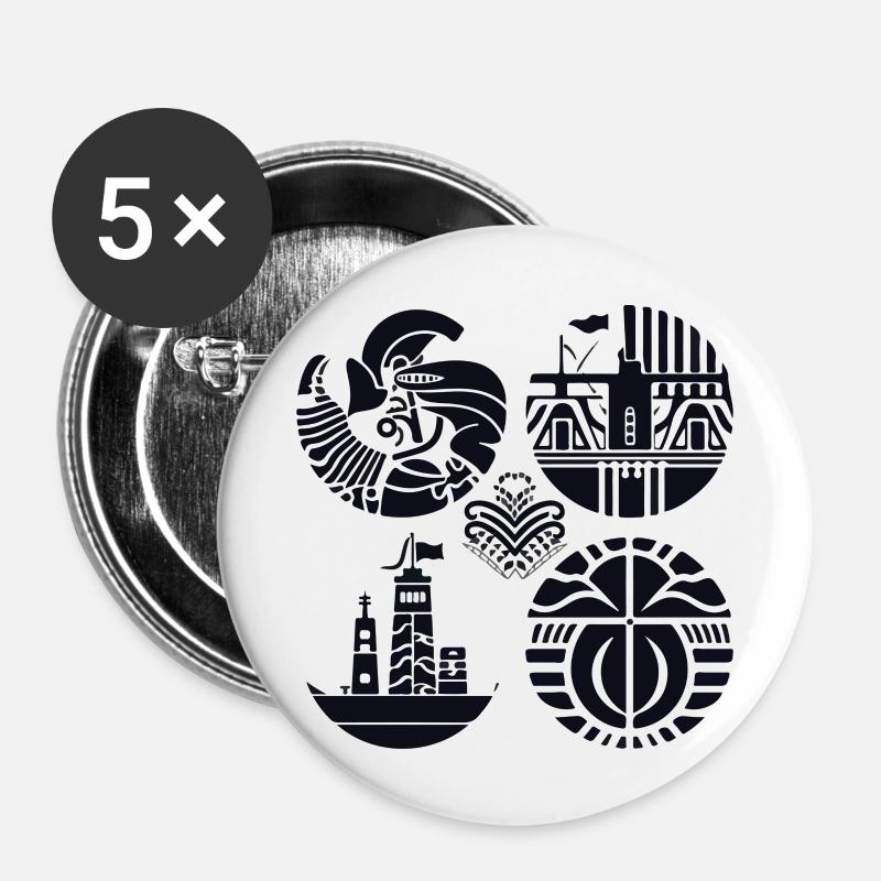 Folklore Breton - Buttons large 2.2''/56 mm (5-pack) - white