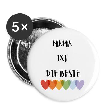 Mutter Muttertagsgeschenk beste Mama - Buttons groß 56 mm (5er Pack) - Weiß - Vorne