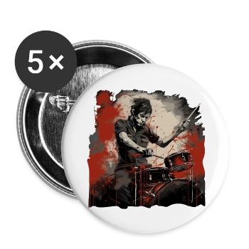 Drummer red - Buttons groß 56 mm (5er Pack) - Weiß - Vorne