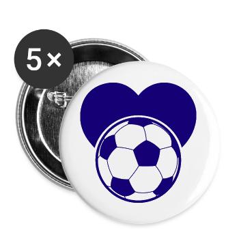 Fußball Soccer - Buttons groß 56 mm (5er Pack) - Weiß - Vorne