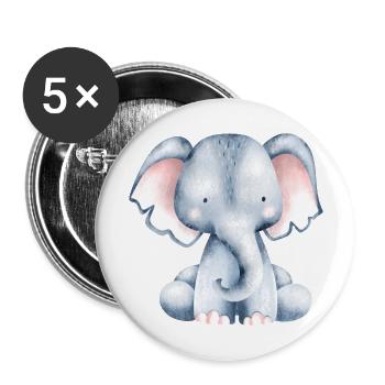 Cute little elephant - Buttons large 2.2''/56 mm (5-pack) - white - Front