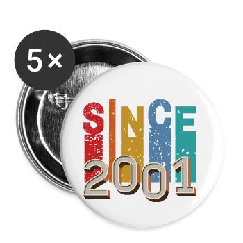 Seit 2001 retro - Buttons groß 56 mm (5er Pack) - Weiß - Vorne