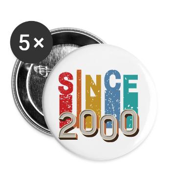 Seit 2000 retro - Buttons groß 56 mm (5er Pack) - Weiß - Vorne