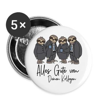 Abschied Kollege / Alles Gute von Deinen Kollegen - Buttons groß 56 mm (5er Pack) - Weiß - Vorne