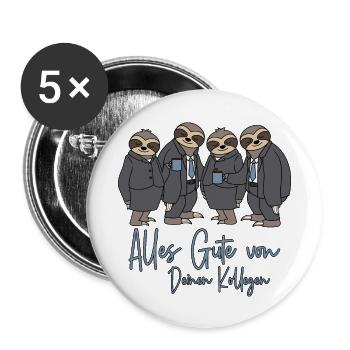 Abschied Job Arbeit Alles Gute von Deinen Kollegen - Buttons groß 56 mm (5er Pack) - Weiß - Vorne