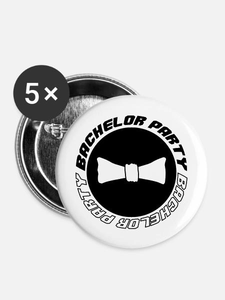 Bachelor Party - Buttons groß 56 mm (5er Pack) - Weiß