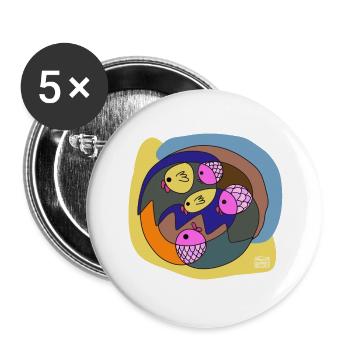 Fisch 3 - Buttons groß 56 mm (5er Pack) - Weiß - Vorne