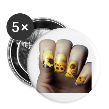 Sunflower Fingernails Gift - Buttons large 2.2''/56 mm (5-pack) - white - Front