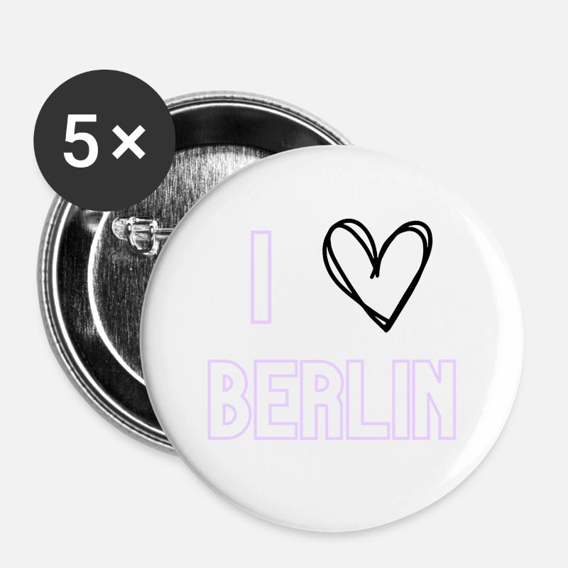 I love Berlin - Buttons groß 56 mm (5er Pack) - Weiß