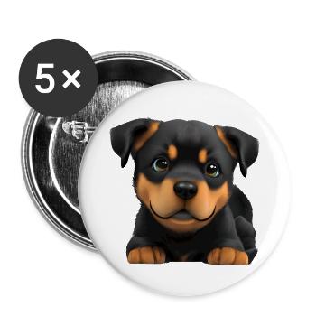 Rottweiler Chien Chiot Chiens Rottweiler Chiot - Lot de 5 grands badges (56 mm) - blanc - Devant