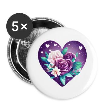 Fête des mères Mariage Fiançailles Love Saint-Valentin - Lot de 5 grands badges (56 mm) - blanc - Devant