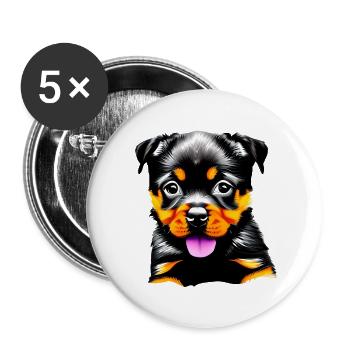Rottweiler Dog Dog Puppy Dogs Rottweiler Puppy - Buttons large 2.2''/56 mm (5-pack) - white - Front