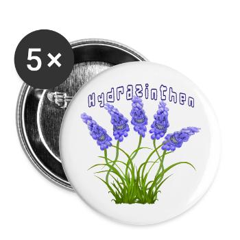 Hydrazinthen - Hydra-Hyazinthen - Buttons groß 56 mm (5er Pack) - Weiß - Vorne