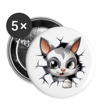 Hole Peekaboo: Baby-Katze auf Abenteuer - Buttons groß 56 mm (5er Pack) - Weiß - Vorne