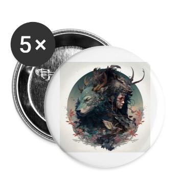 Puissant chasseur japonais - Lot de 5 grands badges (56 mm) - blanc - Devant