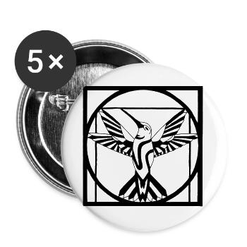 Vitruvian black bird - Buttons large 2.2''/56 mm (5-pack) - white - Front