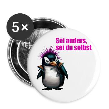 Sei Anders, Sei du Selbst PenguPunk - Buttons groß 56 mm (5er Pack) - Weiß - Vorne