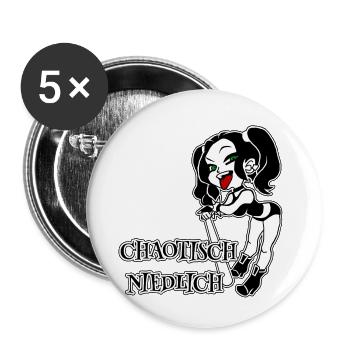 Chaotisch Niedlich - Buttons groß 56 mm (5er Pack) - Weiß - Vorne