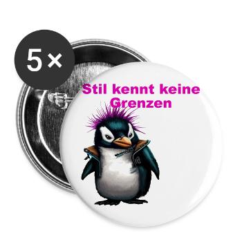 Stil kennt keine Grenzen Punk Pinguine - Buttons groß 56 mm (5er Pack) - Weiß - Vorne