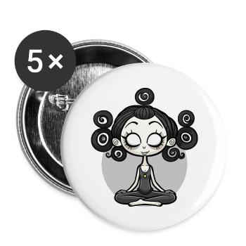 Yoga Lotus Pose - Buttons groß 56 mm (5er Pack) - Weiß - Vorne