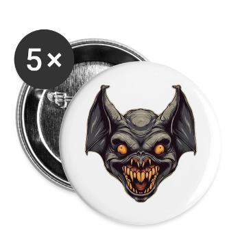 Fledermaus - Buttons groß 56 mm (5er Pack) - Weiß - Vorne