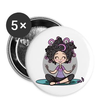 Yoga Lotus Pose - Buttons groß 56 mm (5er Pack) - Weiß - Vorne