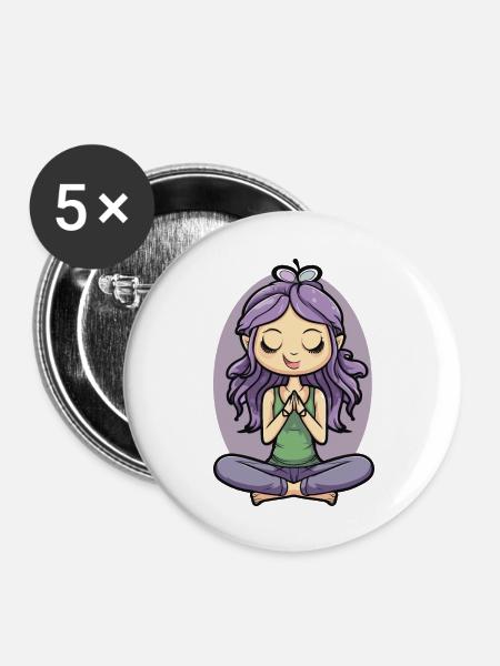 Yoga Lotus Pose - Buttons groß 56 mm (5er Pack) - Weiß