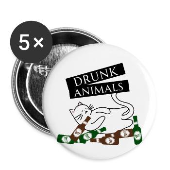 Drunk Animals - Buttons groß 56 mm (5er Pack) - Weiß - Vorne