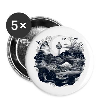 Wonders of the Ocean - Buttons large 2.2''/56 mm (5-pack) - white - Front