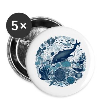 Wonders of the Ocean - Buttons large 2.2''/56 mm (5-pack) - white - Front