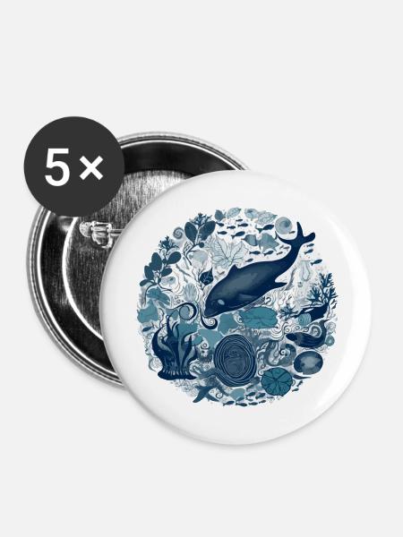 Wunder des Ozeans - Buttons groß 56 mm (5er Pack) - Weiß