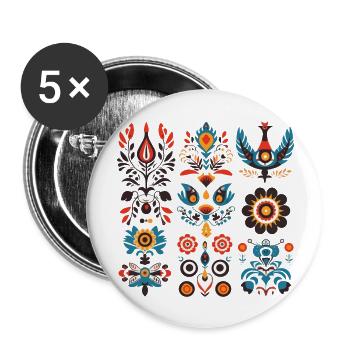 Blumen - Buttons groß 56 mm (5er Pack) - Weiß - Vorne