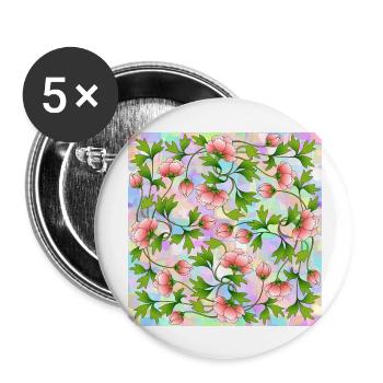 Fleur - Lot de 5 grands badges (56 mm) - blanc - Devant