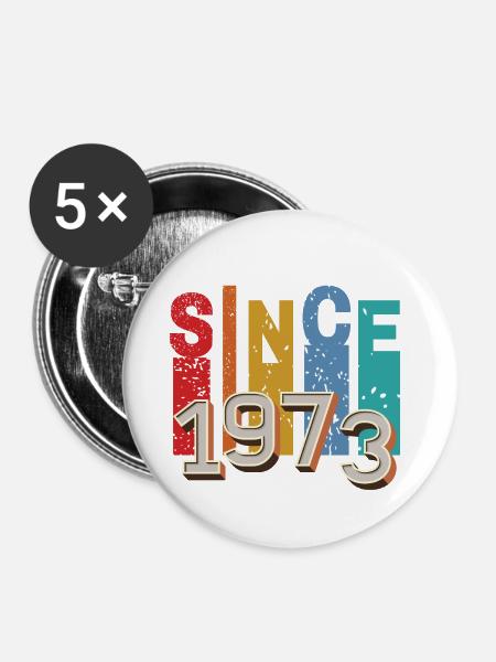 Seit 1973 retro - Buttons groß 56 mm (5er Pack) - Weiß