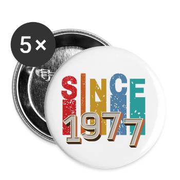 Seit 1977 retro - Buttons groß 56 mm (5er Pack) - Weiß - Vorne
